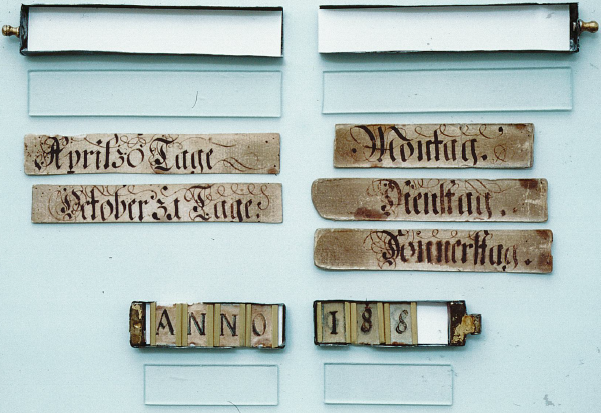 Einzelteile des Kalendariums.